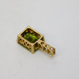 9ct Yellow Gold Green Topaz & Spinel Set Drop Pendant Vintage c1970
