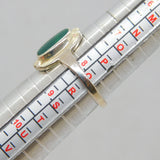 Sterling Silver Oval Green Hardstone Dress Band Ring Vintage c1970 Size Q