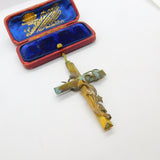 Georgian Handmade Large Base Metal Floral Cross Medallion Reliquary c1790