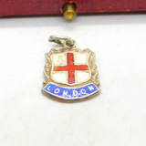 Sterling Silver & Enamel London Shield Charm Pendant Vintage c1970