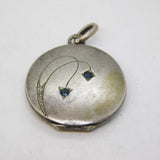 19th Century French Sterling Silver & Sapphire Lily Pattern Locket Antique