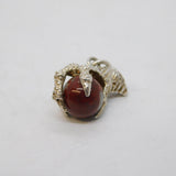 Sterling Silver & Agate Ball Set Eagle Claw Charm Pendant Vintage c1970s