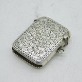 Edwardian Sterling Silver Ivy Leaf Pattern Vesta Case Antique 1907 Birmingham