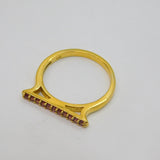 Gold On Sterling Silver 11 Pink Tourmaline Band Ring Vintage c2000 Size P 1/2