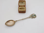 Swiss 830 Silver & Enamel Vevey & Chillon Souvenir Spoon Antique c1930 Art Deco