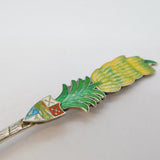 Sterling Silver & Enamel Panama Souvenir Teaspoon Antique c1920 Art Deco