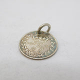 Queen Victoria Sterling Silver Threepence Coin Charm Pendant Antique 1887