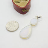 Sterling Silver Opaline Teardrop Drop Charm Pendant Vintage c1970