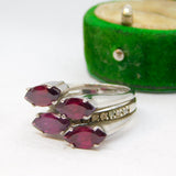 Sterling Silver Purple Crystal Set Dress Ring Vintage c1970 Size N 1/2