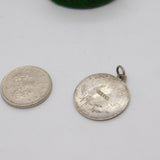 Sterling Silver Enamel St Christopher Travel Charm Pendant Vintage c1970