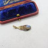 Sterling Silver Cabochon Moonstone Drop Charm Pendant Vintage c1970