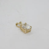 Sterling Silver Cubic Zirconia Minimalist Solitaire Charm Pendant Vintage c1990