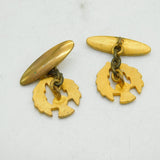 Pair of Gilt Metal & Enamel Scottish Thistle Cufflinks Antique c1920s