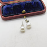 Pair of Sterling Silver Simulated Pearl Stud Earrings Vintage c1970