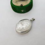 Sterling Silver Floral Pattern Locket Pendant Vintage c1980 Birmingham
