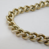 Sterling Silver Chunky Textured Curb Link Heart Lock Bracelet Vintage c1970's