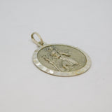 Sterling Silver Round St Christopher Travel Pendant Vintage c1970