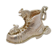 Sterling Silver Mice in the Shoe Charm Pendant Vintage c1970