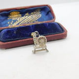 Sterling Silver Spinning Wheel Charm Pendant Vintage c1970