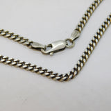 Sterling Silver Flat Curb Link Chain Necklace Vintage Birmingham c1970s