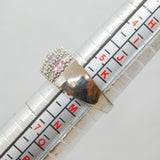 Sterling Silver Pink, Lilac & White CZ Wide Band Ring Modern c2000 Size L