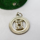 Sterling Silver Gemini Zodiac Charm Pendant Vintage c1970
