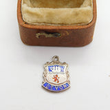 Sterling Silver and Enamel 'Devon' Travel Shield Charm Pendant Vintage c1970