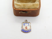 Sterling Silver and Enamel 'Devon' Travel Shield Charm Pendant Vintage c1970