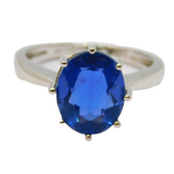Sterling Silver Kyanite Oval Solitaire Dress Ring Vintage c1970 Size N 1/2