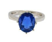 Sterling Silver Kyanite Oval Solitaire Dress Ring Vintage c1970 Size N 1/2
