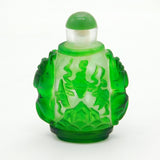 Mid-20th Century Chinese Green Glass Snuff Bottle Horse & Animal Scenes