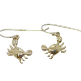 Pair of Sterling Silver Cancer Horoscope Symbol Crab Drop Earrings Modern c1990