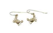 Pair of Sterling Silver Cancer Horoscope Symbol Crab Drop Earrings Modern c1990