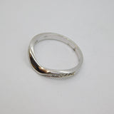 Sterling Silver Spinel Set Curved Minimalist Band Dress Ring Modern c1990 Size N