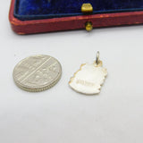 Sterling Silver and Enamel Westward Ho Travel Shield Charm Pendant Vintage c1970