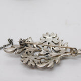 Sterling Silver Marcasite Set Floral Spray Brooch Antique c1920 Art Deco