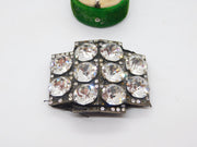 Victorian Cut Steel & Paste Set Belt Buckle Antique c1880