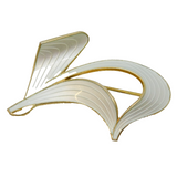 Ivar T. Holth Norwegian Sterling Silver White Enamel Floral Spray Brooch Vintage
