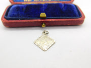 Sterling Silver Diamond Shape St Christopher Charm Pendant Vintage c1970