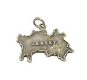 Sterling Silver Jersey Geographical Outline Souvenir Charm Pendant Vintage c1970