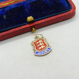 Sterling Silver and Coloured Enamel Travel Shield 'Jersey' Charm Vintage c1970
