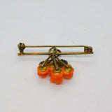 Continental .800 Silver Gilt Carved Coral Floral Spray Brooch Pin Antique c1930