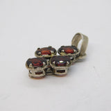 Sterling Silver & Four-Stone Garnet Drop Pendant Vintage c1970s