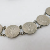 Belgian Silver & Nickel 50 Centimes Coin Bracelet Antique 1933 Art Deco