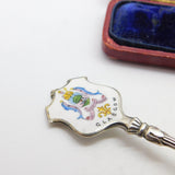 Sterling Silver & Enamel Glasgow Crested Spoon 1930 Birmingham Antique