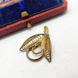 Gold Metal Filigree Wings Charm Pendant Vintage c1970