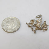 Sterling Silver Welsh Dragon Charm Pendant Vintage c1970s