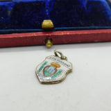 800 Silver & Enamel San Marino Travel Shield Charm Pendant Vintage c1970