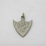 Victorian Sterling Silver 'Milly' Shield Form Charm Pendant Antique c1890