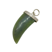Sterling Silver Mounted Nephrite Jade Claw Form Pendant Vintage c1970